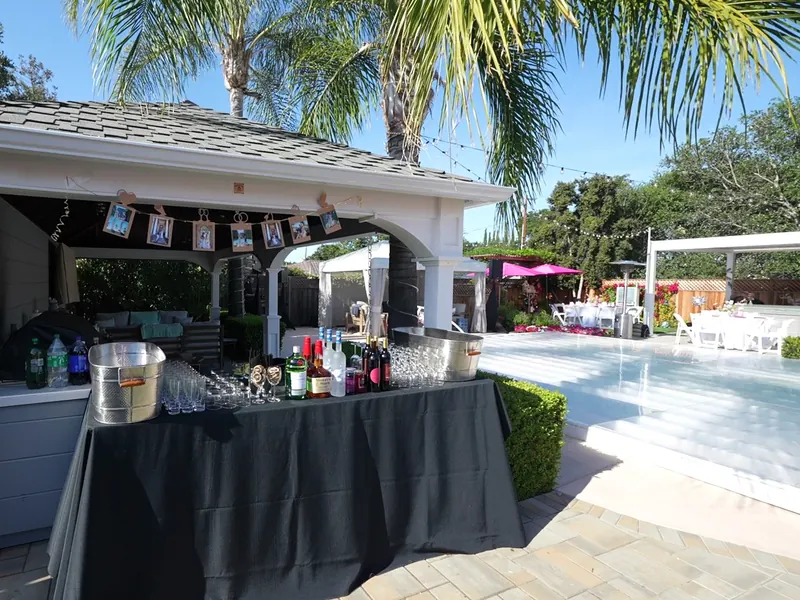 Poolside bar set up for a Diablo backyard celebration