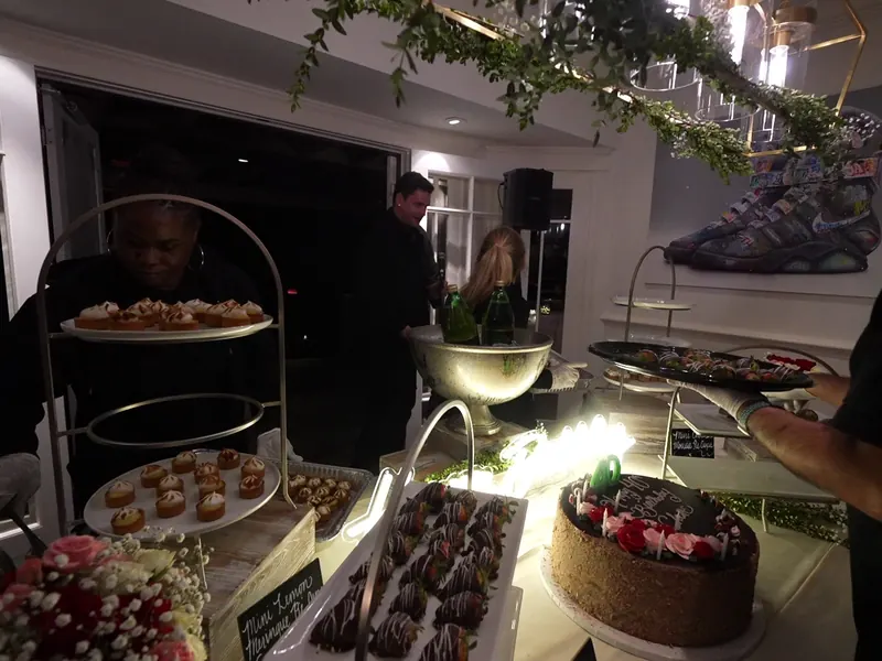 Tiered appetizer display set for guests at an Orinda reception