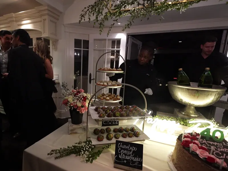 Chocolate-dipped strawberry display at an Oakley birthday party