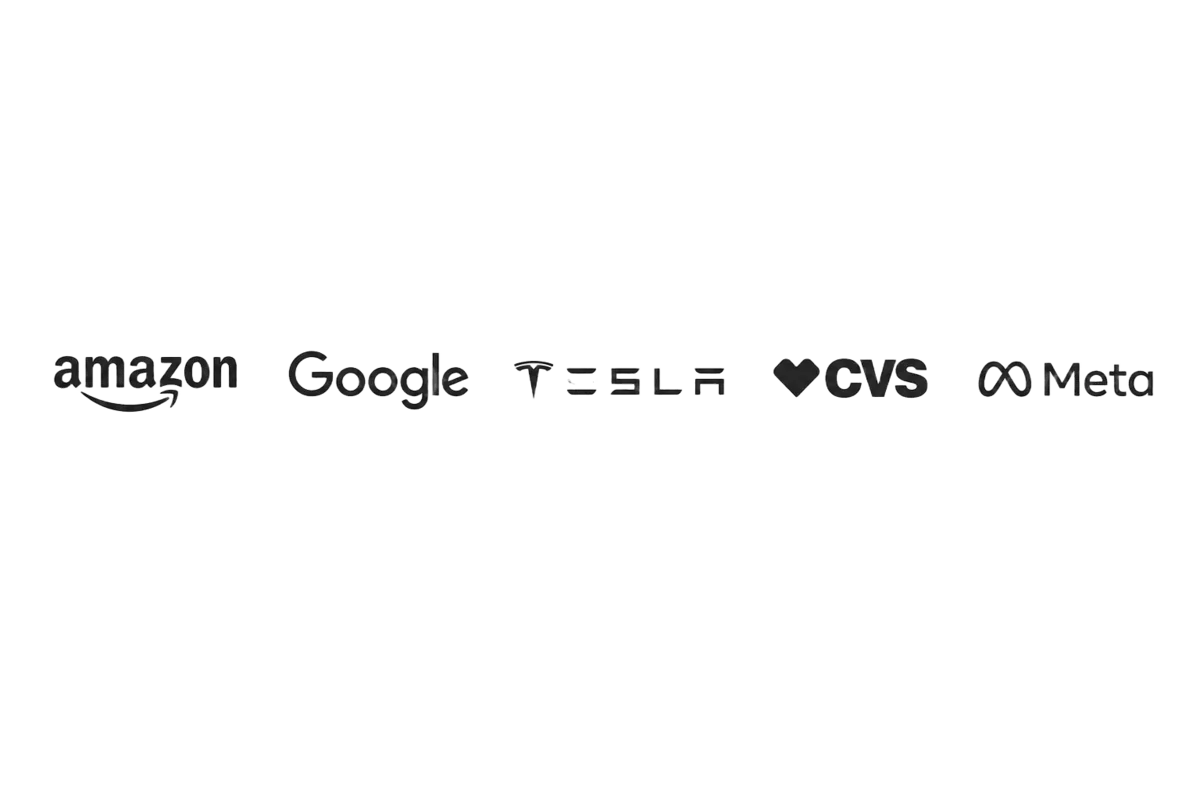 Corporate clients served by Walnut Creek Catering Company across the Diablo Valley, including Amazon, Google, Tesla, CVS, and Meta